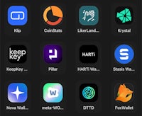 various app icons on a black screen