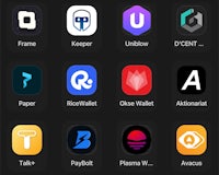 a list of different apps on a black screen